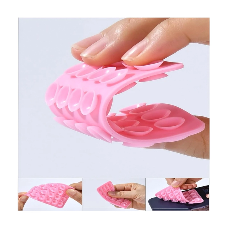SOPORTE DE SILICONA CON VENTOSA DOBLE PARA CARCASA / CELULAR NEGRO - 4