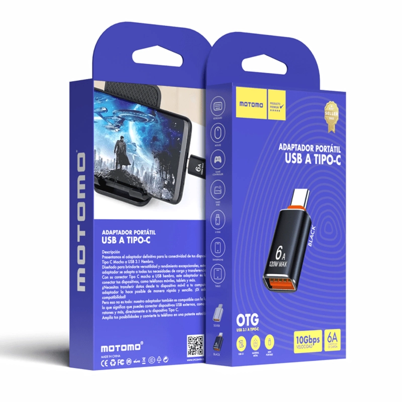 ADAPTADOR OTG PARA CARGA TRANSFERENCIA USB SALIDA USB-C NEGR - 5
