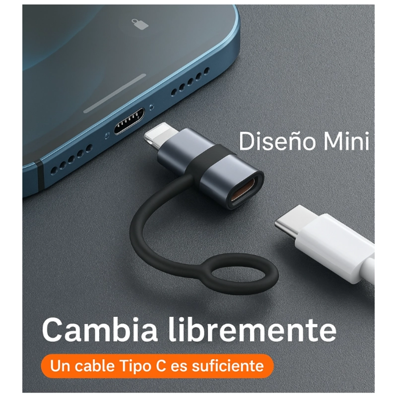 ADAPTADOR OTG PARA CARGA USB-C SALIDA COMPATIBLE CON IPHONE - 3