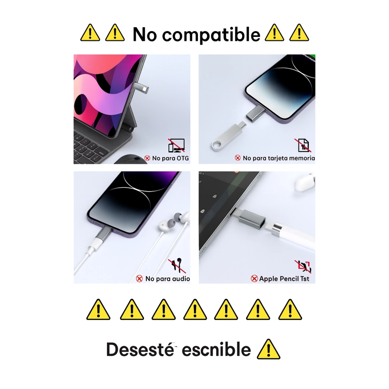 ADAPTADOR OTG PARA CARGA USB-C SALIDA COMPATIBLE CON IPHONE - 6