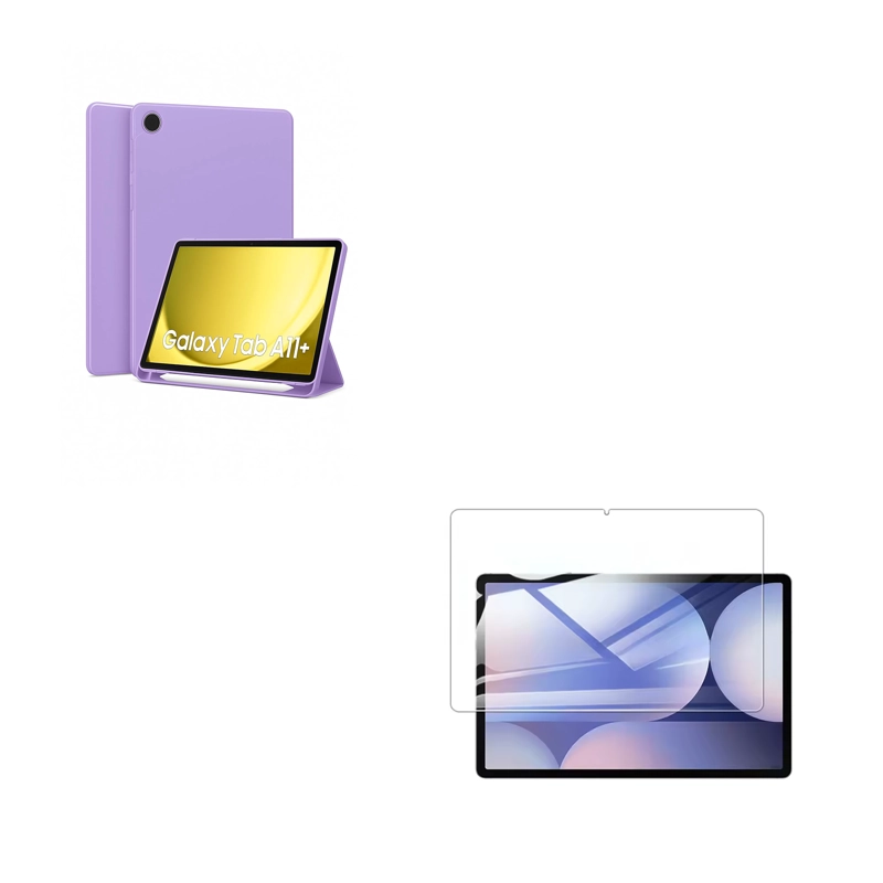FUNDA SMART COVER PARA TABLET SAMSUNG A11 PLUS CON LAMINA LILA - 1