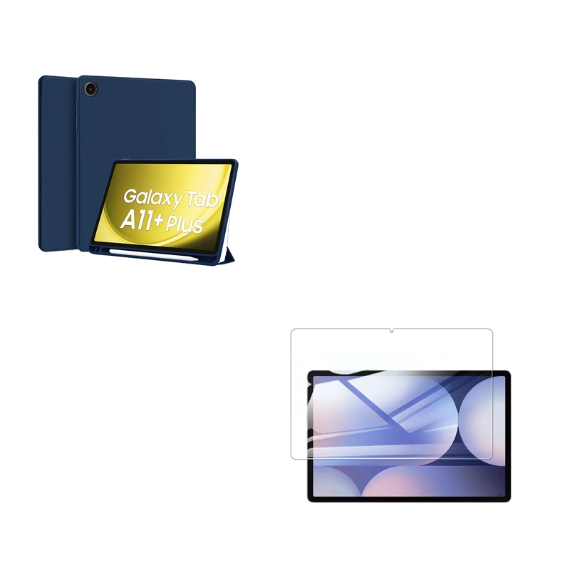 FUNDA SMART COVER PARA TABLET SAMSUNG A11 PLUS CON LAMINA AZUL - 1