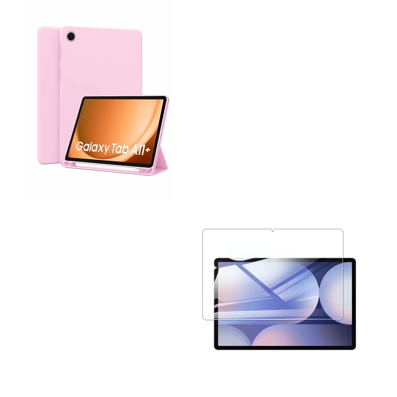 FUNDA SMART COVER PARA TABLET SAMSUNG A11 PLUS CON LAMINA ROSADO - 1