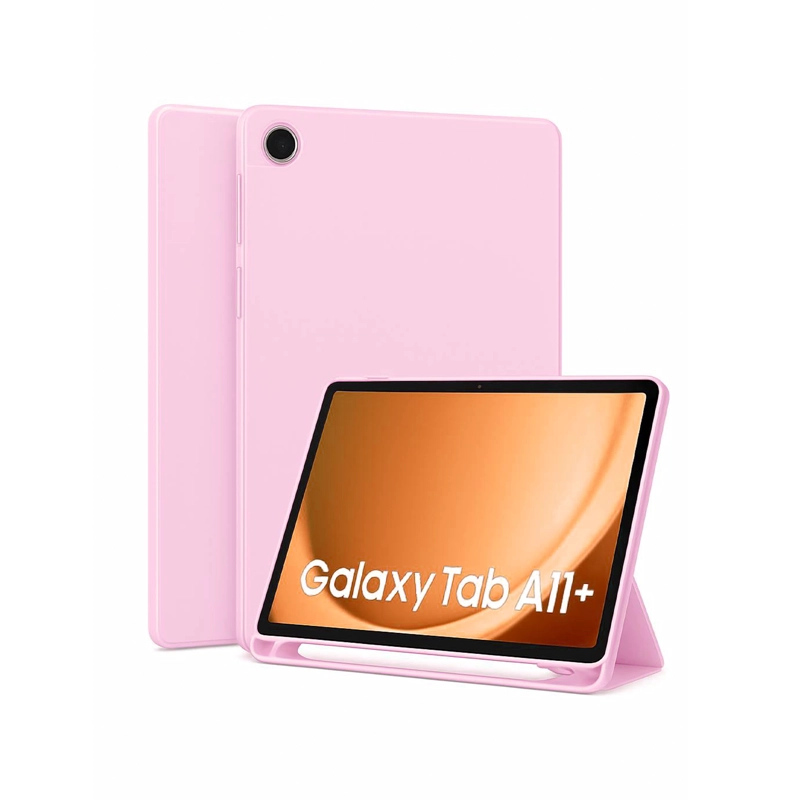 FUNDA SMART COVER PARA TABLET SAMSUNG A11 PLUS CON LAMINA ROSADO - 2