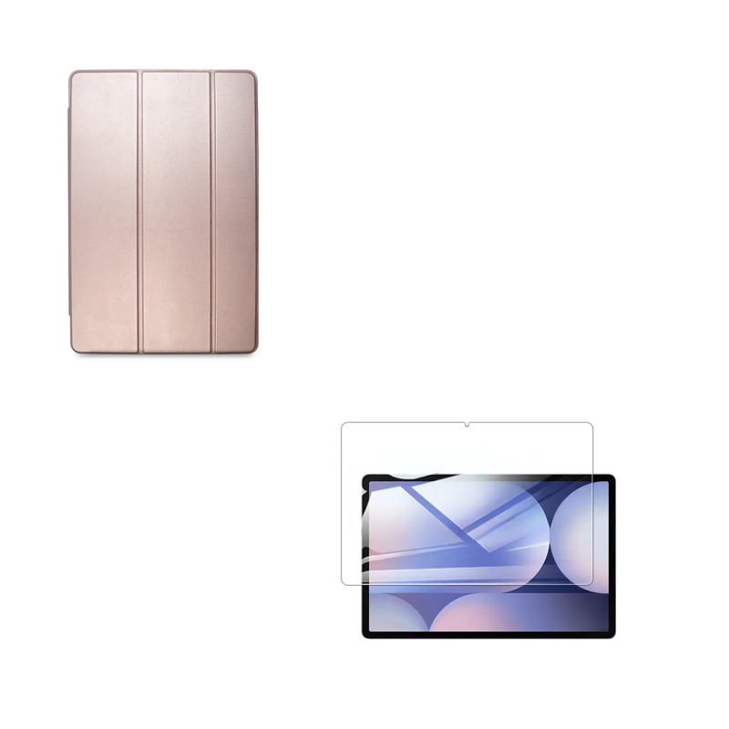 FUNDA SMART COVER COMPATIBLE CON TABLET SAMSUNG A11 PLUS CON LAMINA GOLD ROSE - 1