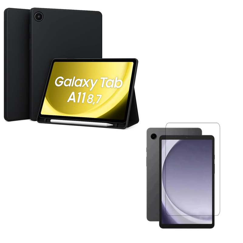 FUNDA LAMINA VIDRIO COMPATIBLE CON TABLET GALAXY SAMSUNG A11 NEGRO - 1