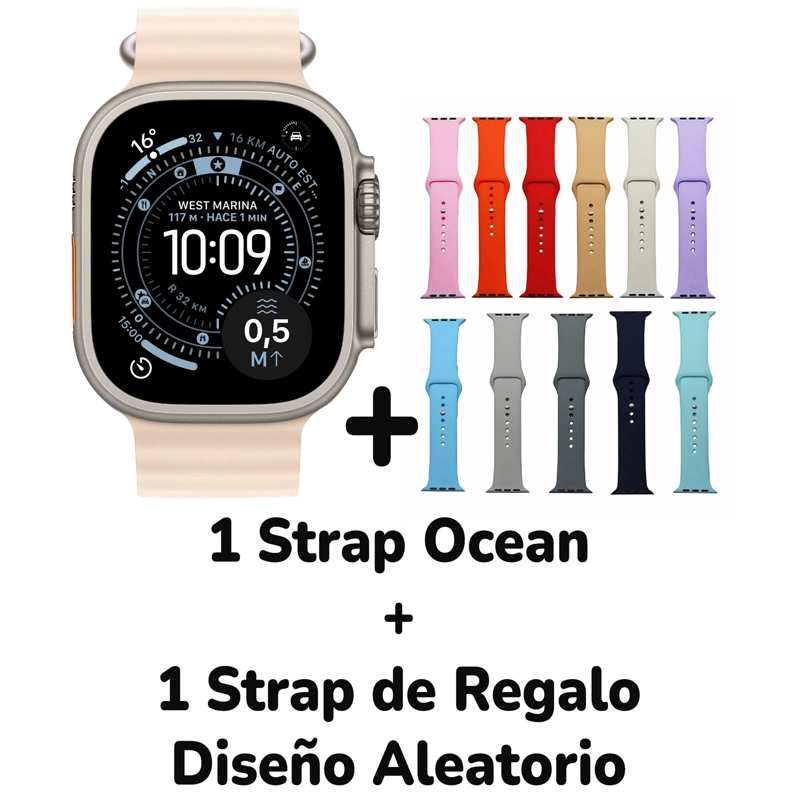 RELOJ INTELIGENTE SMARTWATCH SPORT 49MM 2 CORREAS U-2 ROSADO - 2