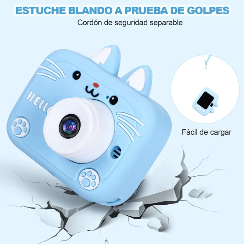 CAMARA DIGITAL PARA NIÑOS ANIMADA FOTO VIDEO 1080P AZUL - 3