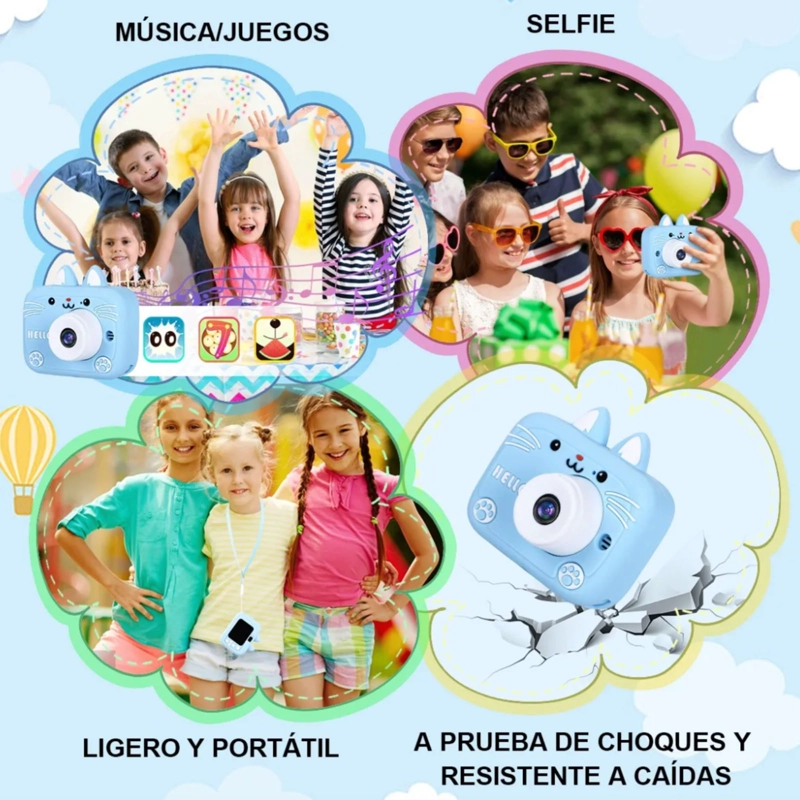 CAMARA DIGITAL PARA NIÑOS ANIMADA FOTO VIDEO 1080P AZUL - 5