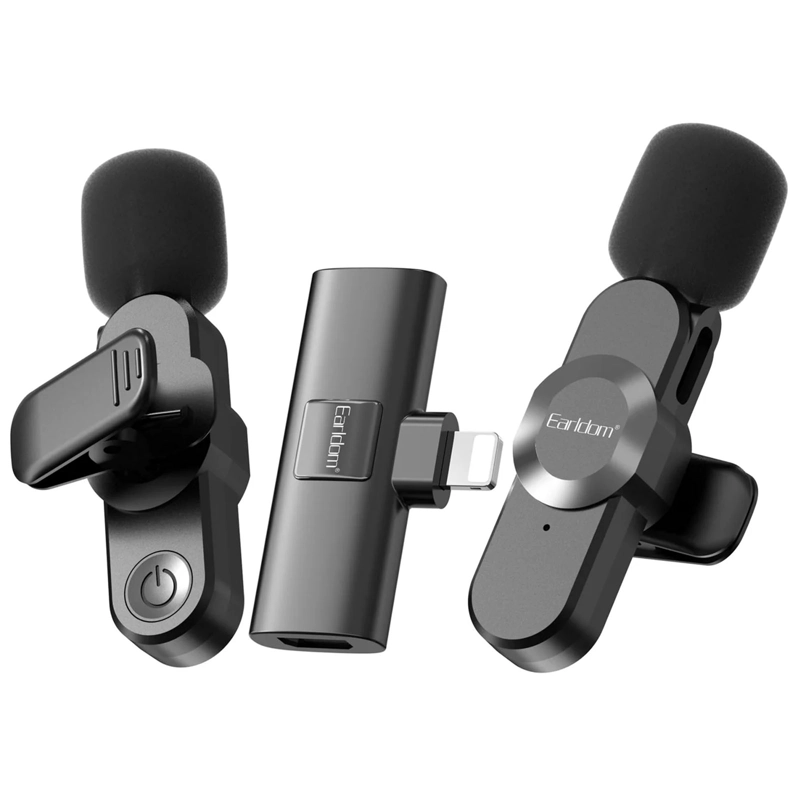 KIT DE 2 MICROFONOS INALAMBRICO SOLAPA COMPATIBLE CON IPHONE - 1
