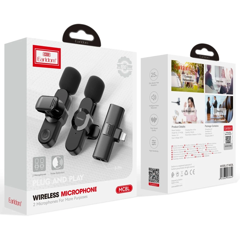 KIT DE 2 MICROFONOS INALAMBRICO SOLAPA COMPATIBLE CON IPHONE - 5