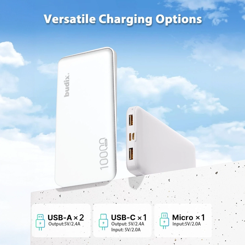 BATERIA EXTERNA POWER BANK 10000MAH BUDIX BU-SY155 BLANCO - 3