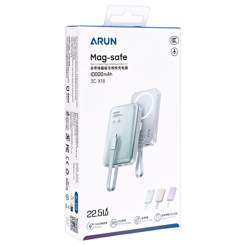 BATERIA EXTERNA POWER BANK MAGNETICO 10000MAH 3C-X18 PLOMO - 5