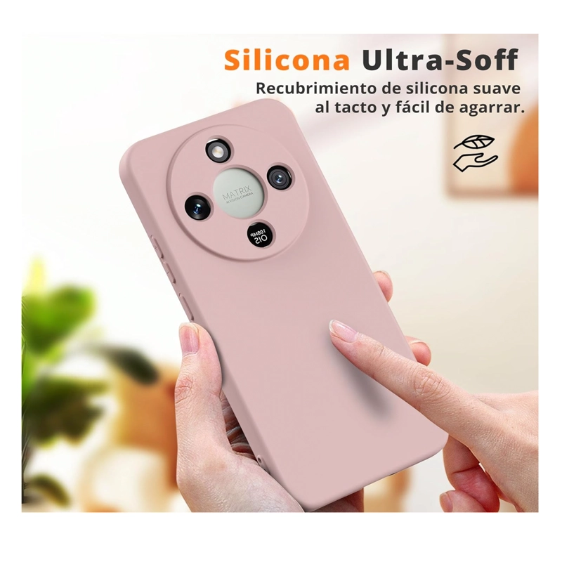 CARCASA COMPATIBLE CON HONOR MAGIC 8 LITE GOMA ROSADO - 4