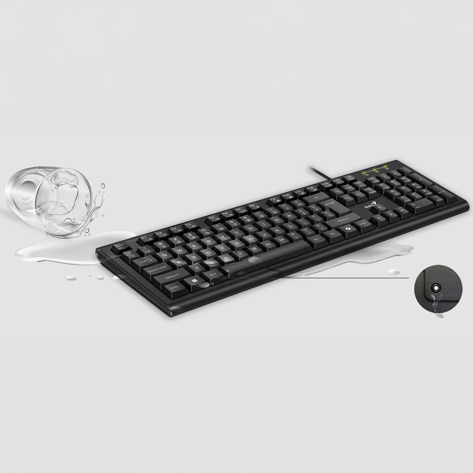 TECLADO CABLE USB RESISTENTE A DERRAMES GENIUS KB-113 NEGRO - 6