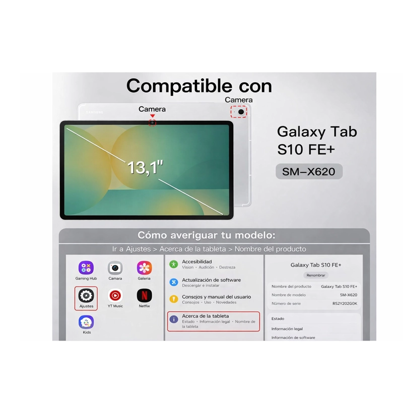 FUNDA GIRATORIA 360 COMPATIBLE CON TABLET SAMSUNG S10 FE PLUS 13.1' - 4