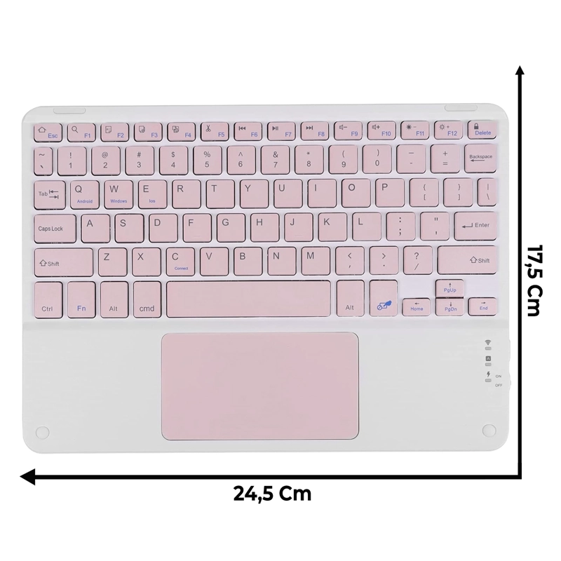 TECLADO INALAMBRICO BLUETOOTH TOUCHPAD ESPAÑOL RECARGABLE ROSA - 2