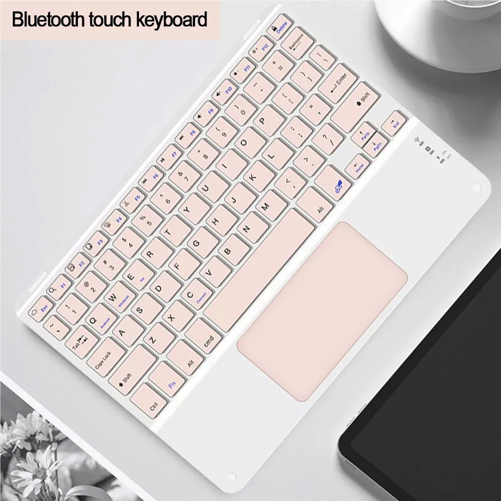 TECLADO INALAMBRICO BLUETOOTH TOUCHPAD ESPAÑOL RECARGABLE ROSA - 3