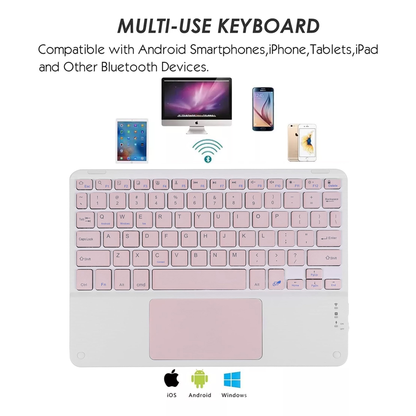 TECLADO INALAMBRICO BLUETOOTH TOUCHPAD ESPAÑOL RECARGABLE ROSA - 4