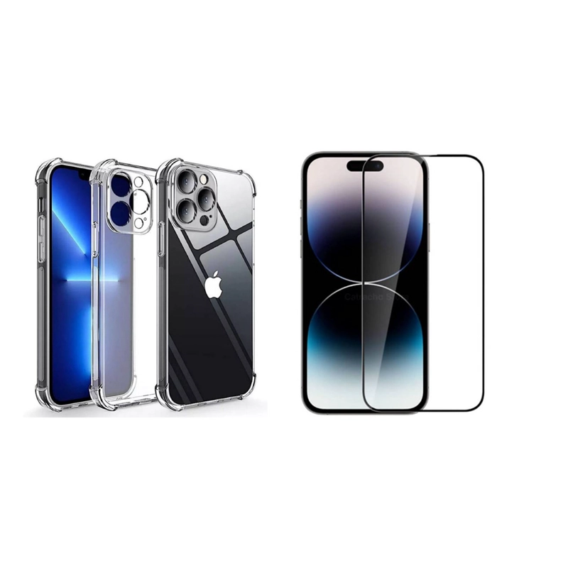 CARCASA TRASPARENTE PARA IPHONE 14 PRO MAX + LAMINA VIDRIO - 1