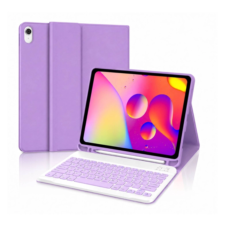 FUNDA CON TECLADO ESPAÑOL COMPATIBLE CON IPAD AIR 11 M4 2026 LILA - 1