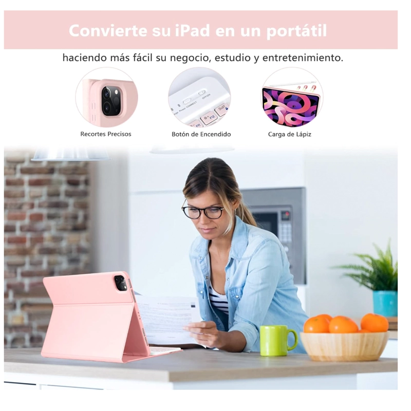 FUNDA CON TECLADO ESPAÑOL COMPATIBLE CON IPAD AIR 11 M4 2026 LILA - 2