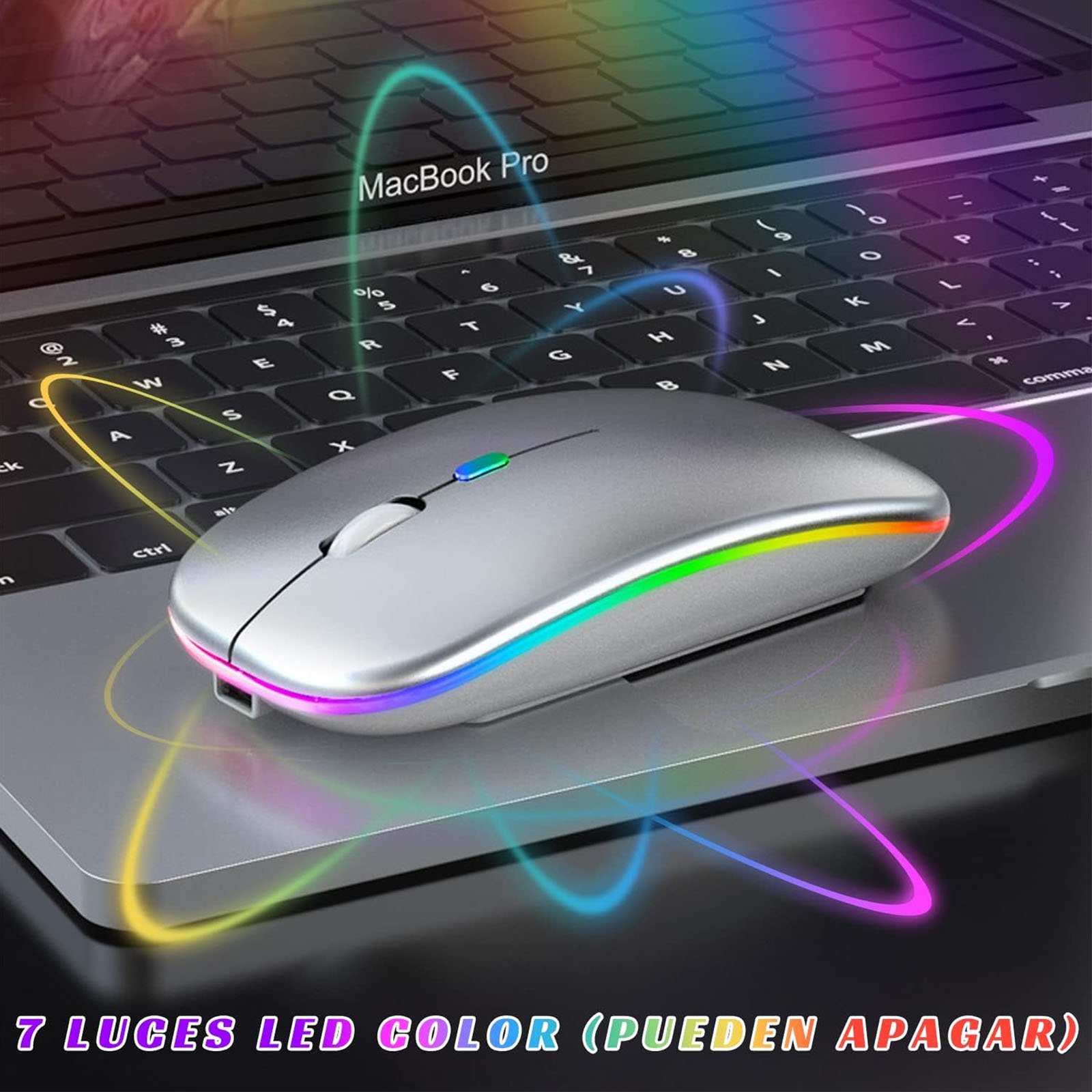MOUSE INALAMBRICO RGB DUAL USB-BLUETOOTH RECARGABLE BLANCO - 3