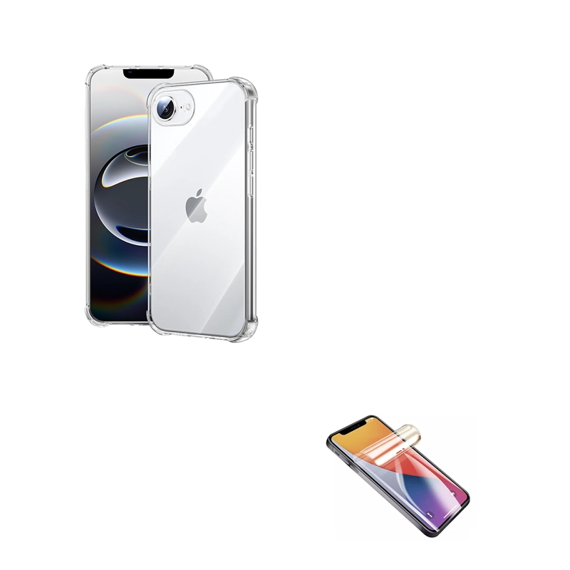 CARCASA TRANSPARENTE + LAMINA HIDROGEL CLEAR PARA IPHONE 17E - 1