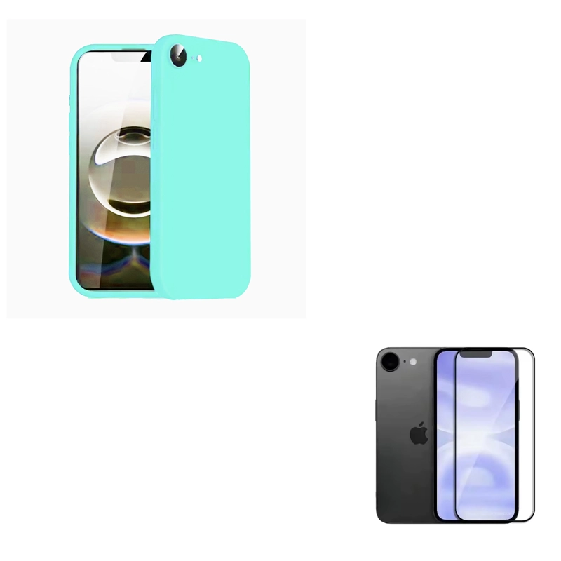 CARCASA LAMINA DE VIDRIO COMPATIBLE CON IPHONE 17E TURQUESA - 1