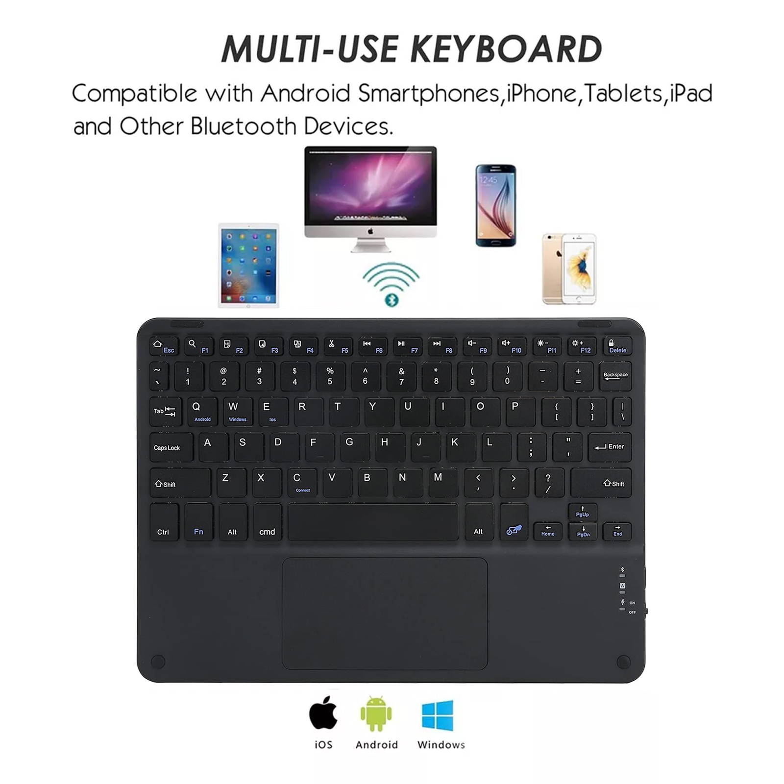 TECLADO INALAMBRICO BLUETOOTH TOUCHPAD ESPAÑOL RECARGABLE NEGRO - 4