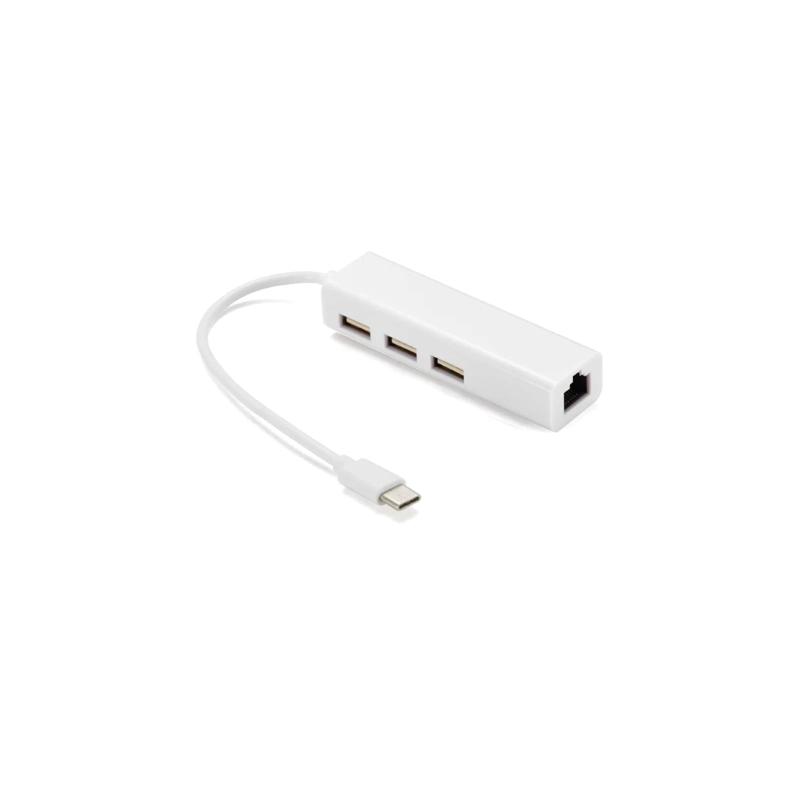 ADAPTADOR USB-C CON HUB 3 PUERTO ETHERNET RJ45 - 1