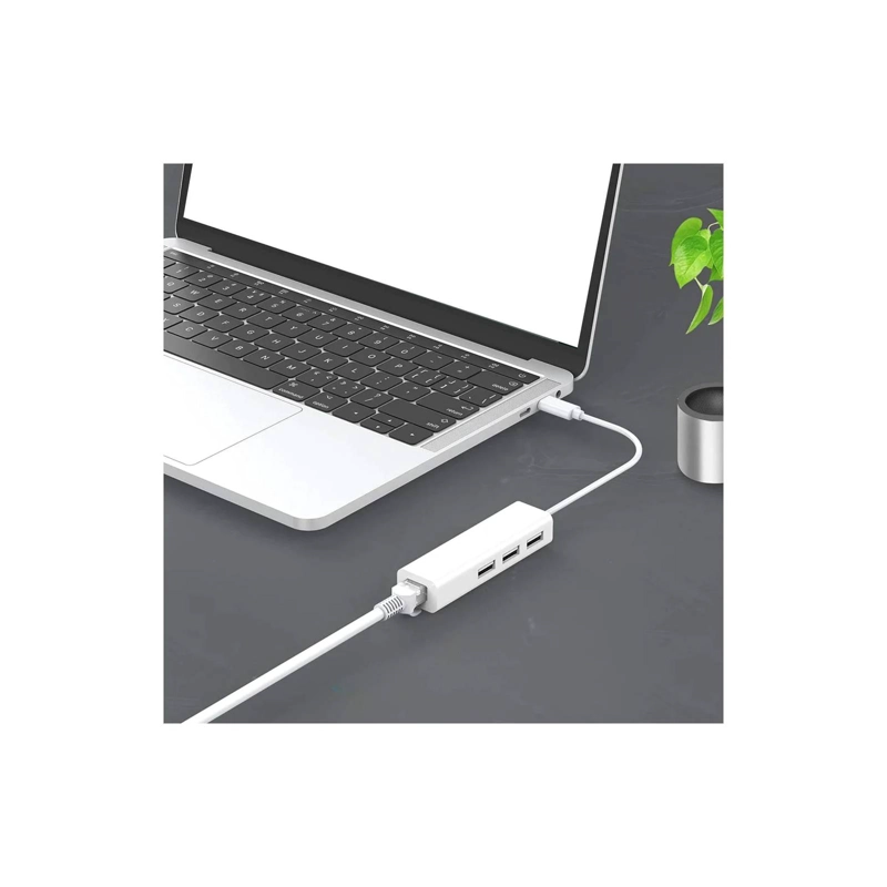 ADAPTADOR USB-C CON HUB 3 PUERTO ETHERNET RJ45 - 2