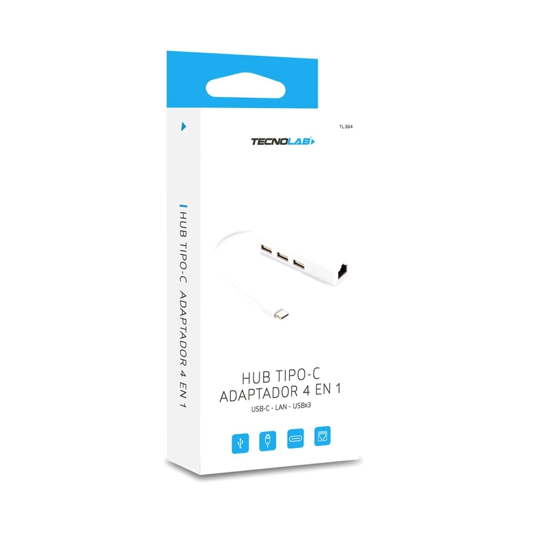 ADAPTADOR USB-C CON HUB 3 PUERTO ETHERNET RJ45 - 3