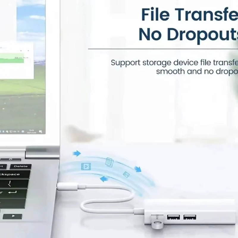 ADAPTADOR USB-C CON HUB 3 PUERTO ETHERNET RJ45 - 7