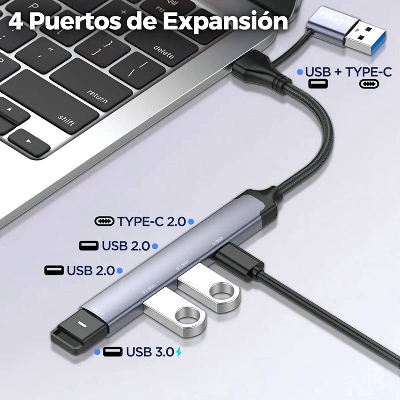 ADAPTADOR USB-C 4 EN 1 PUERTOS USB 3.0 - 5