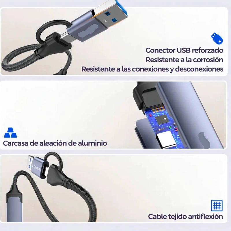 ADAPTADOR USB-C 4 EN 1 PUERTOS USB 3.0 - 6