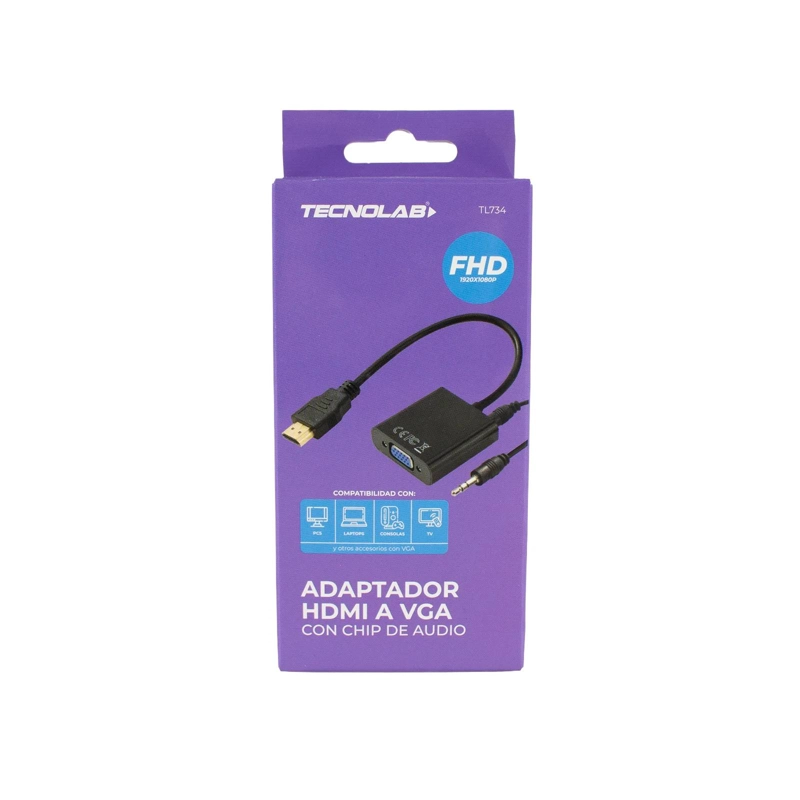 ADAPTADOR CONVERSOR HDMI A VGA FULL HD SALIA DE AUDIO - 5