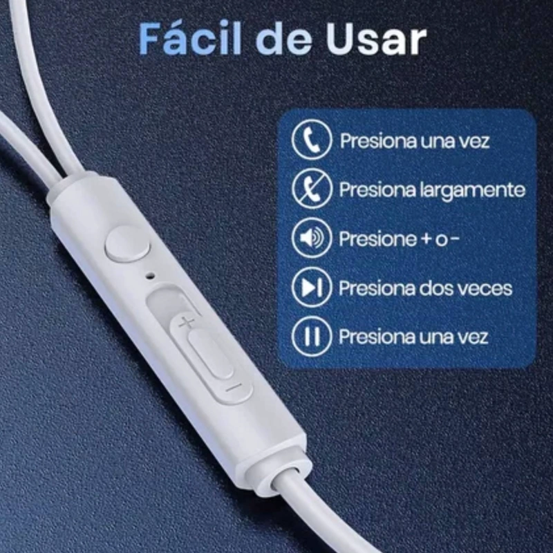AUDIFONO CON CABLE USB-C MANOS LIBRE CONTROL VOLUMEN AZUL - 2