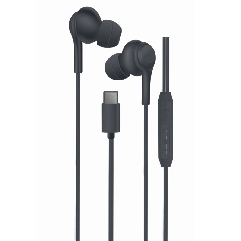 AUDIFONO CON CABLE USB-C MANOS LIBRE CONTROL VOLUMEN NEGRO - 1