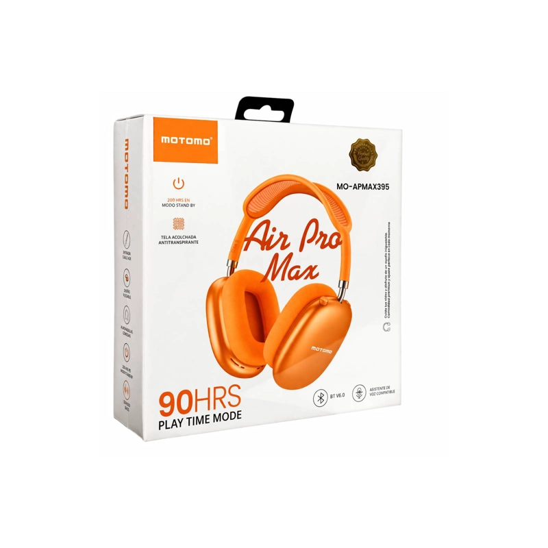 AUDIFONOS INALAMBRICO BLUETOOTH ACOLCHADO MAX395 NARANJA - 6