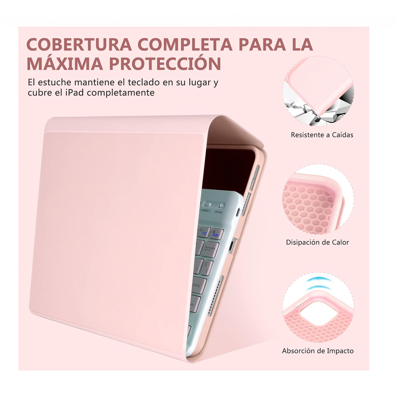 FUNDA CON TECLADO Ñ ESPAÑOL PARA IPAD PRO 11 M4 2024 GOLDROSE - 6