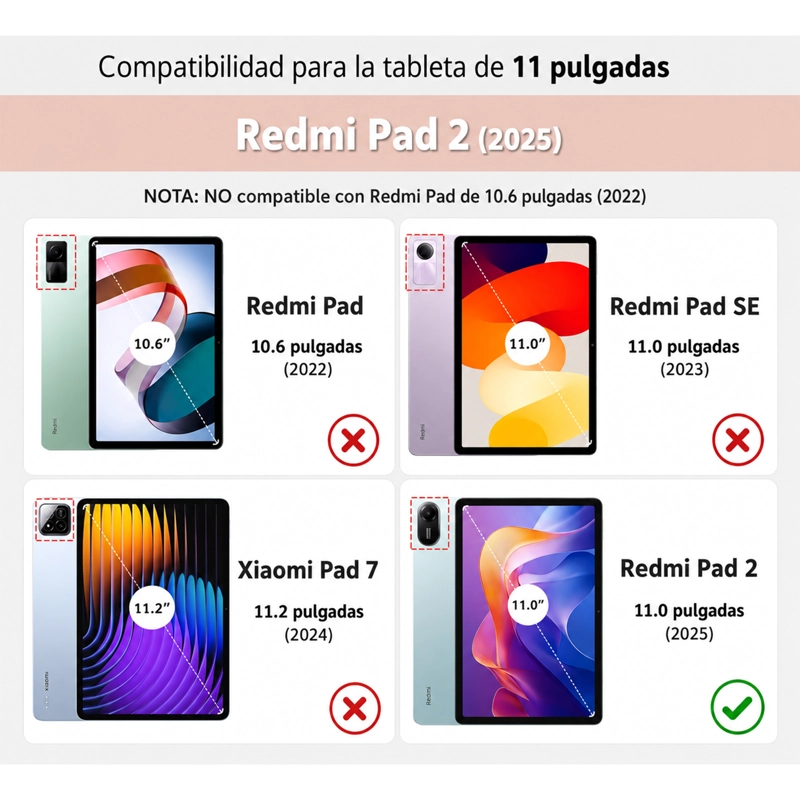 FUNDA SMART COVER PARA TABLET REDMI PAD 2 2025 DE 11' ROSADO - 5