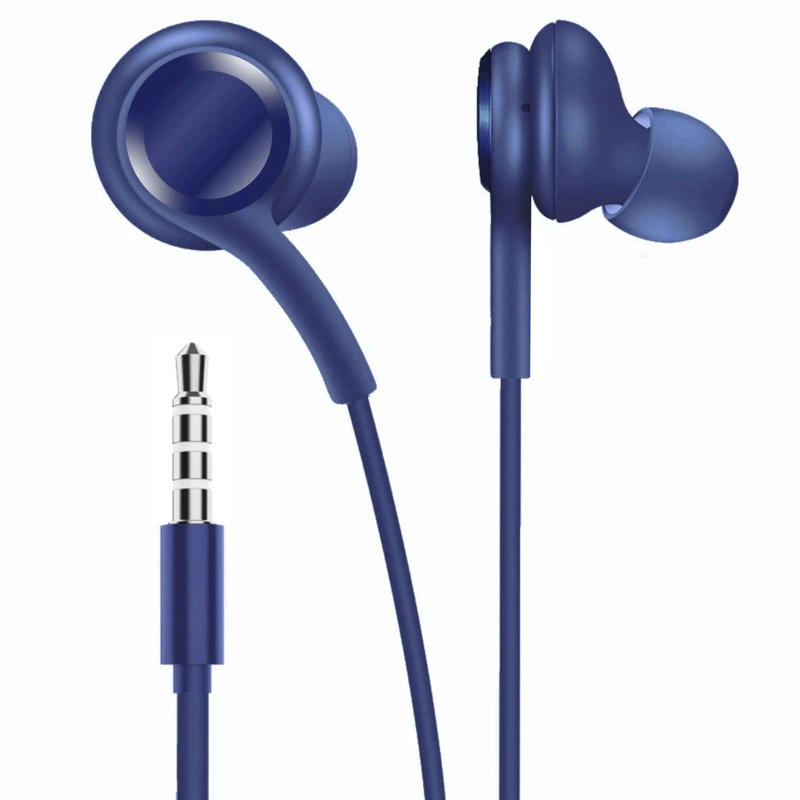 AUDIFONO MANOS LIBRES AUX 3.5 CON GOMA CONTROL VOLUMEN AZUL - 1