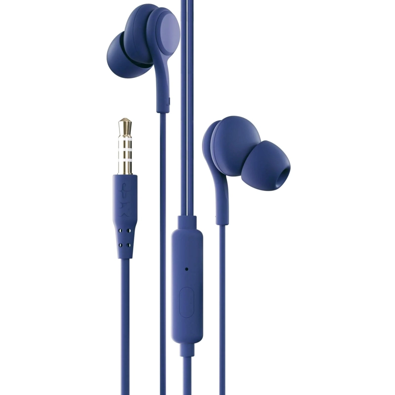 AUDIFONO MANOS LIBRES AUX 3.5 CON GOMA CONTROL VOLUMEN AZUL - 2