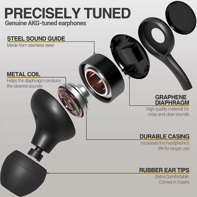 AUDIFONOS ALAMBRICOS CONECTOR USB-C MANOS LIBRES GOMA NEGRO - 4