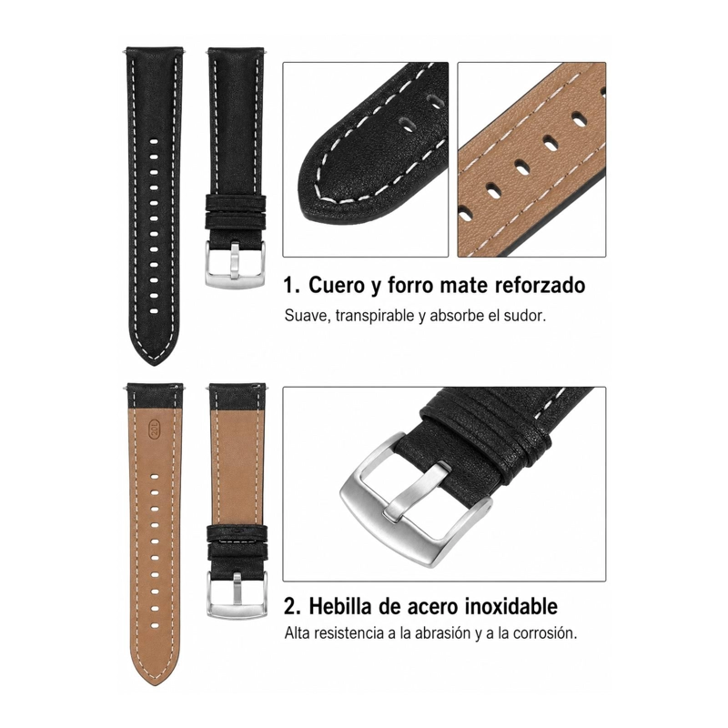 CORREA CON HEBILLA 22MM COMPATIBLE CON SAMSUNG GARMIN MARRON - 3
