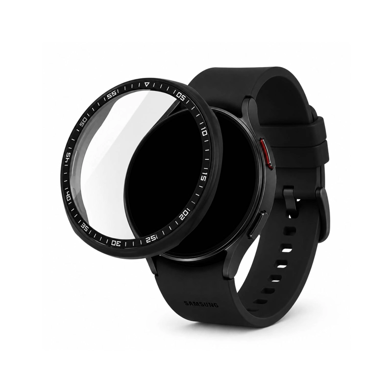 CARCASA CON LAMINA COMPATIBLE CON SAMSUNG WATCH 8 44MM NEGRO - 1