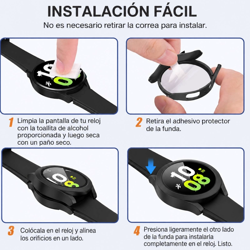 CARCASA CON LAMINA COMPATIBLE CON SAMSUNG WATCH 8 40MM TRANSPARENTE - 6