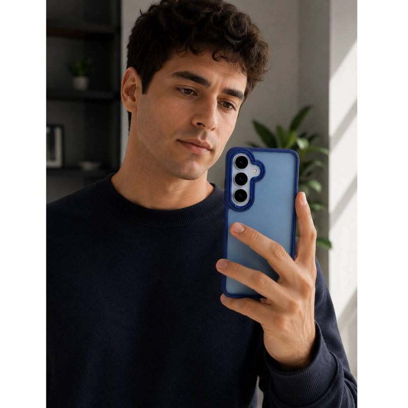 CARCASA MATTE COMPATIBLE CON SAMSUNG S24 FE AZUL - 4