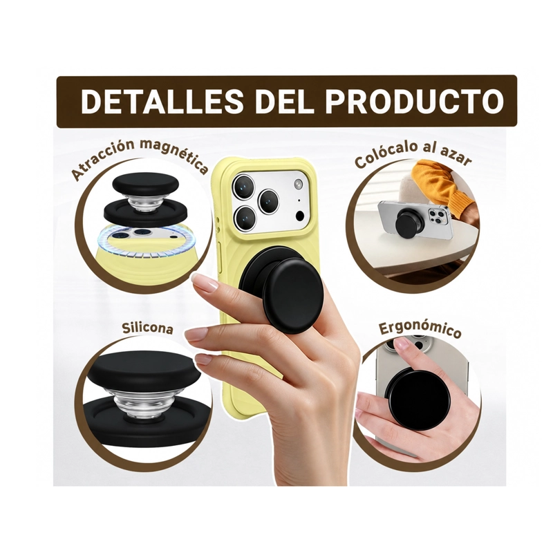 SOPORTE EXPANDIBLE MAGNE TICO CELULAR COMPATIBLE CON MAGSAFE CELESTE - 2